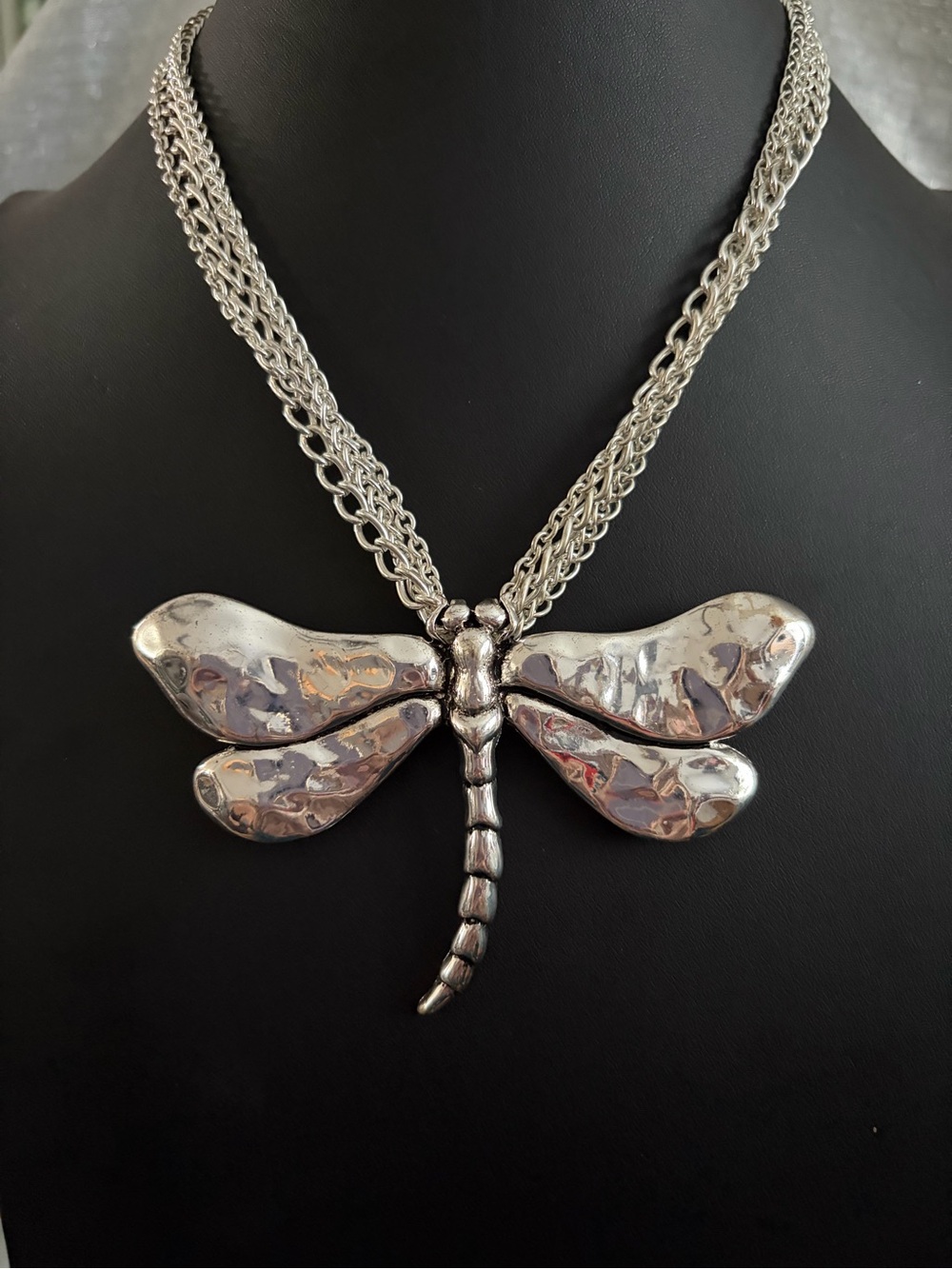 Silver-Tone Dragonfly Pendant Necklace - Women Jewelry